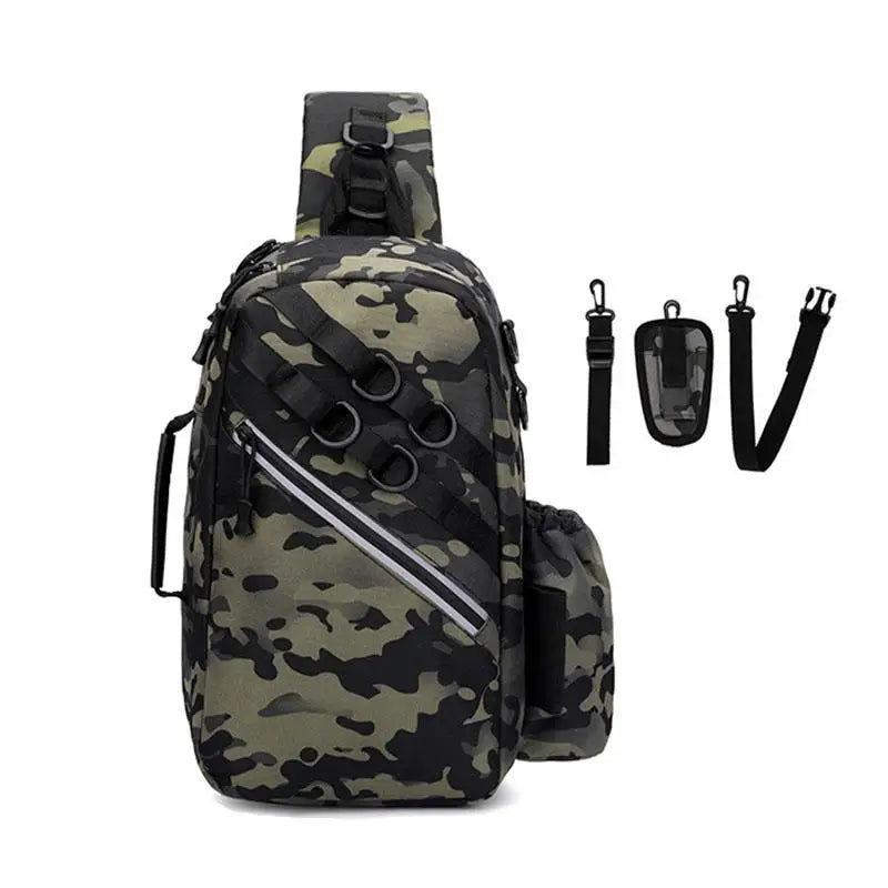 Unisex Fishing Backpack, Waterproof Multi-Function Tackle Bag with Luminous Design, Large Storage Capacity & Straps.