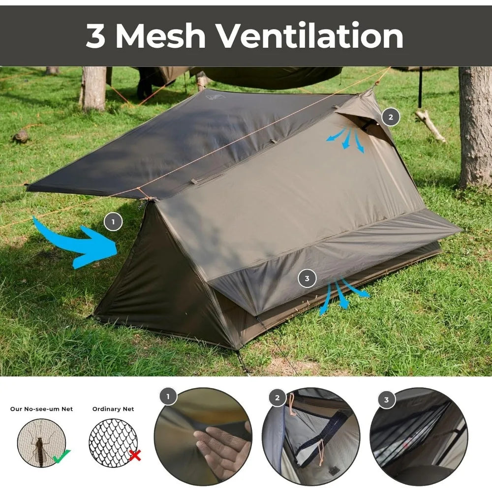 Ultralight One Person Bivy Tent, Backpacking Tent for Single Person Waterproof Silnylon Lightweight for Camping Backpacking Hik