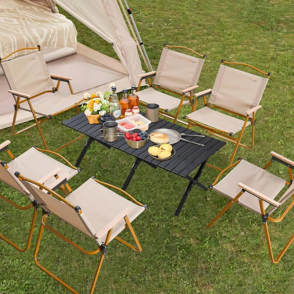 aluminum folding camping table, portable foldable picnic table, outdoor lightweight roll-up camping table, collapsible c