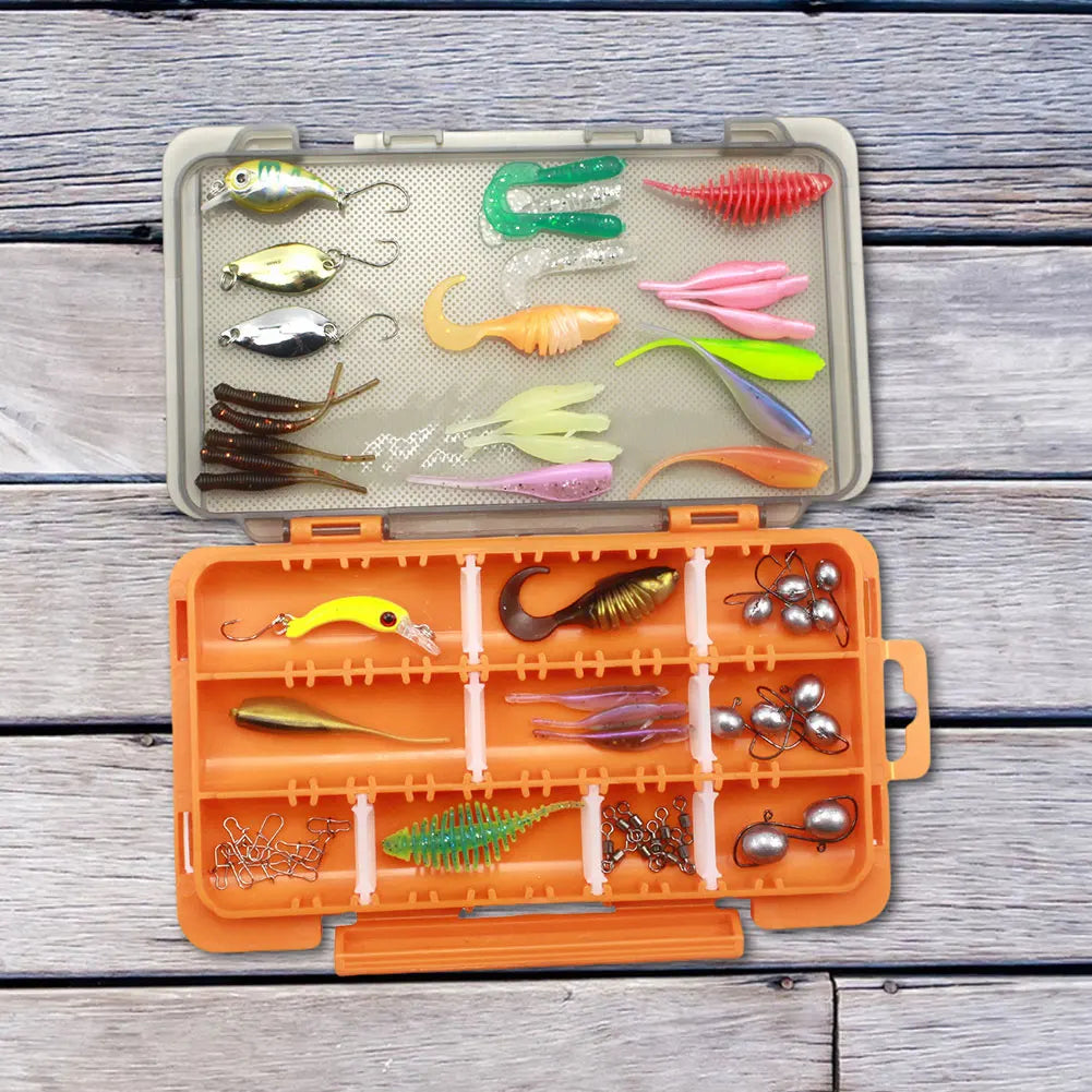 63pcs Fishing Lures Kit Soft and Hard Bait Hooks Swivels with Tackle Box Fishing Lure Kit Fishing Accessories Gifts for Men