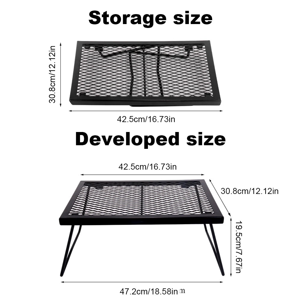 Campfire Grill Grate Folding Over Fire Camp Grill Camp Fire Cooking Rack for Camping Barbecues Picnic