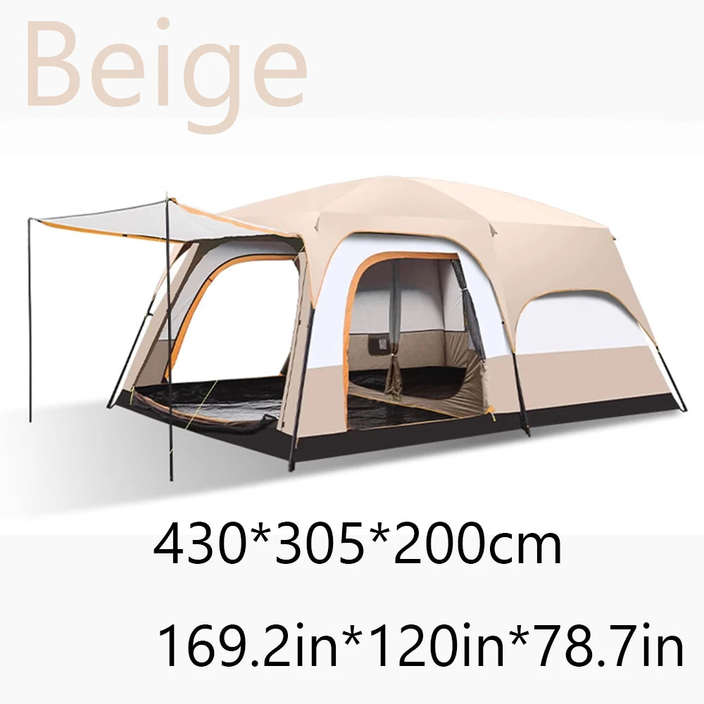Sonuto Camping Family Tent 3-12 Person Double Layers Oversize 2 Rooms Thickened Rainproof Outdoor Family Camp Tour Equipment