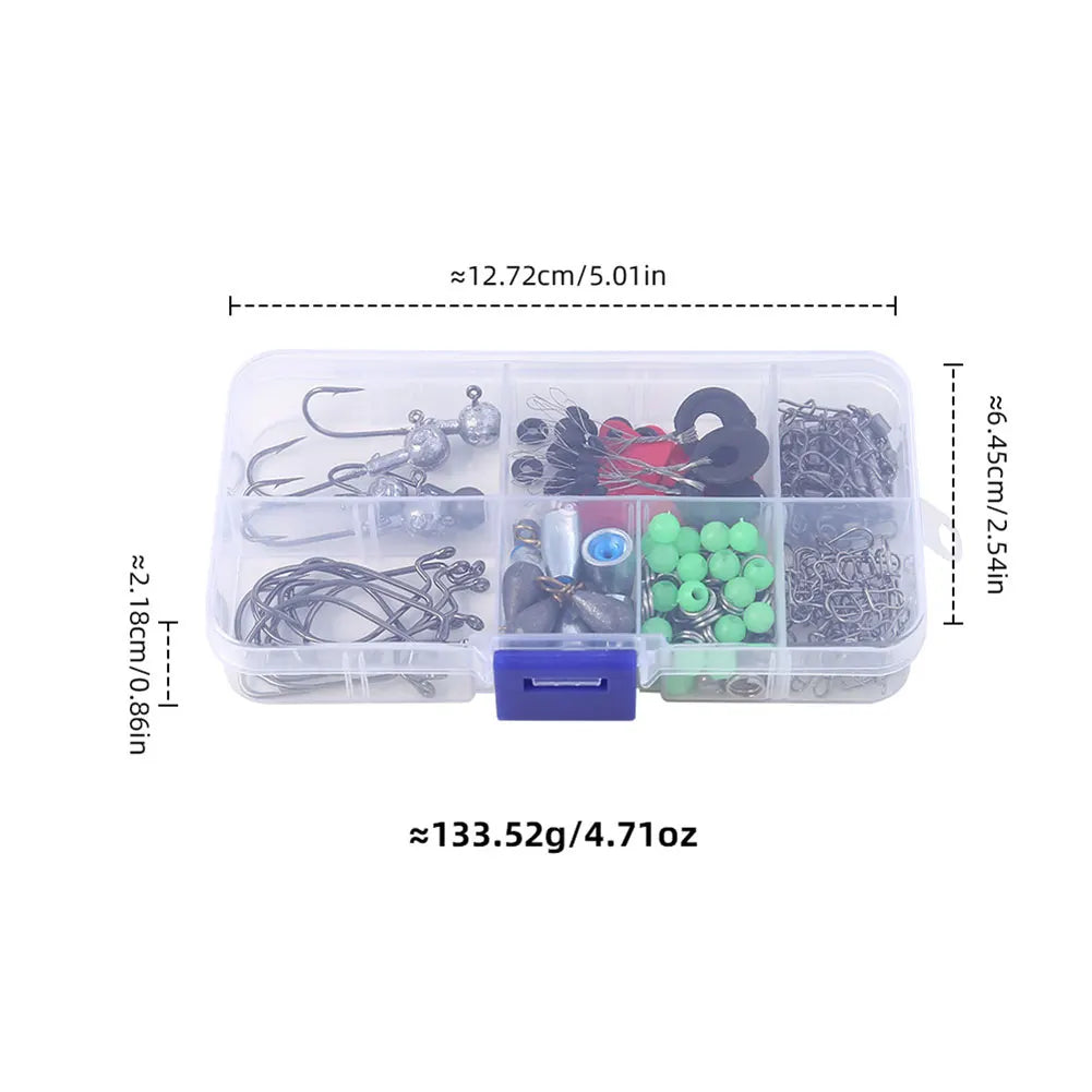 170pcs Fishing Tools Accessories Kit Set Including Box Hooks Swivels Sinkers Fishing Accessories Kit Fishing Gifts for Men