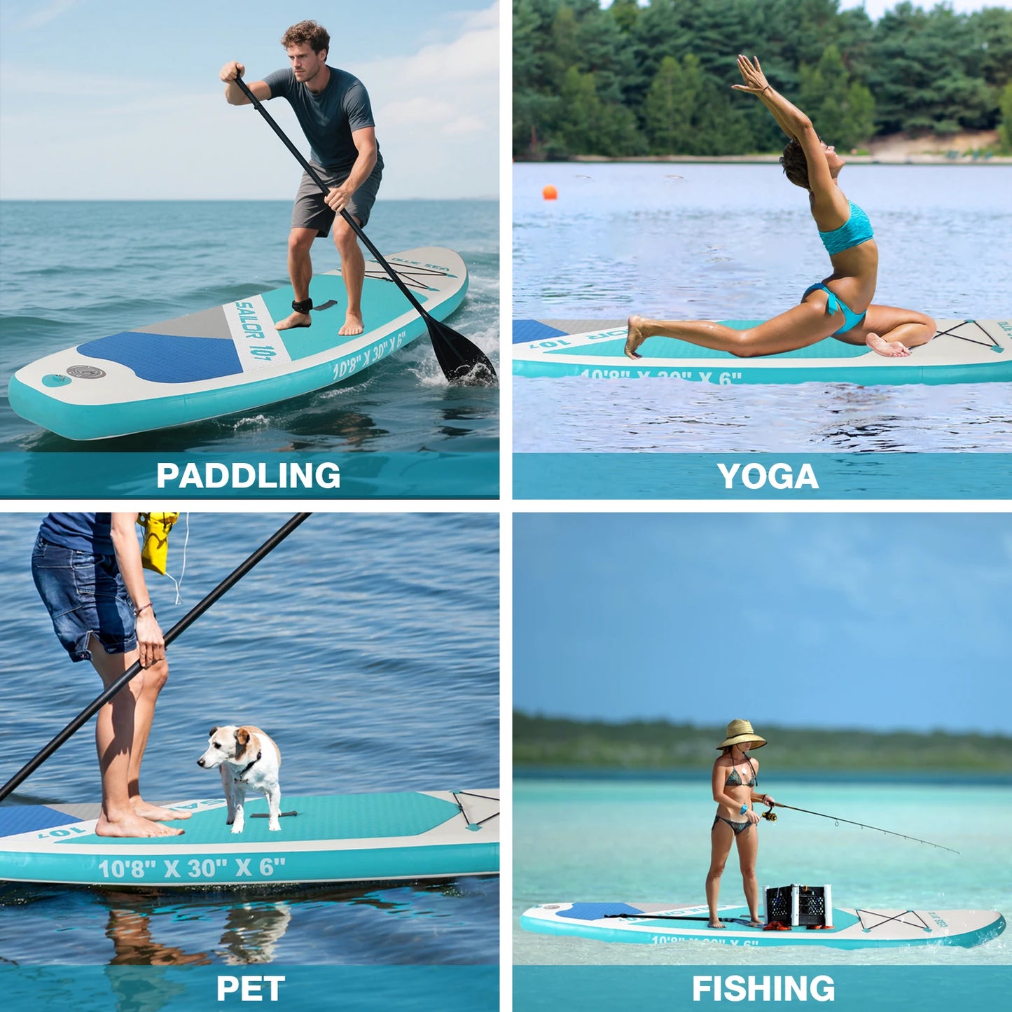 10ft 8in Inflatable Stand Up Paddle Board for Adult, Eco PVC, Non-Slip Deck, Surf/Yoga/Fishing