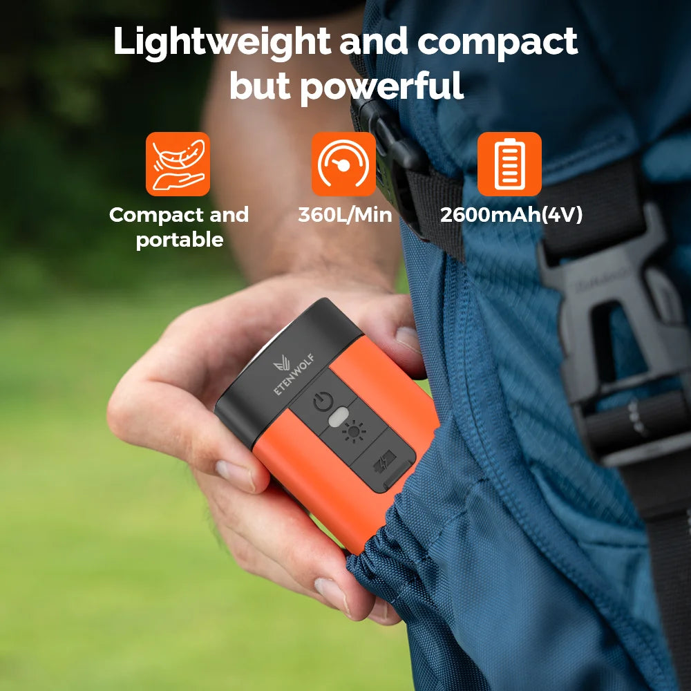 Electric Air Pump 2600mAh Battery & Light Portable Camping Pump for Air Mattress Sleeping Pads Pool Floats