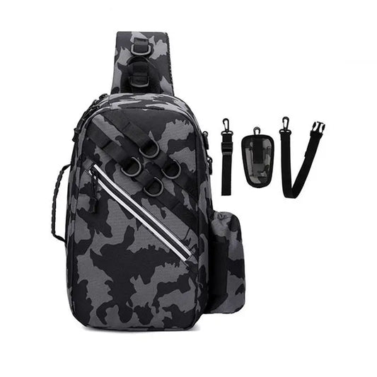 Unisex Fishing Backpack, Waterproof Multi-Function Tackle Bag with Luminous Design, Large Storage Capacity & Straps.