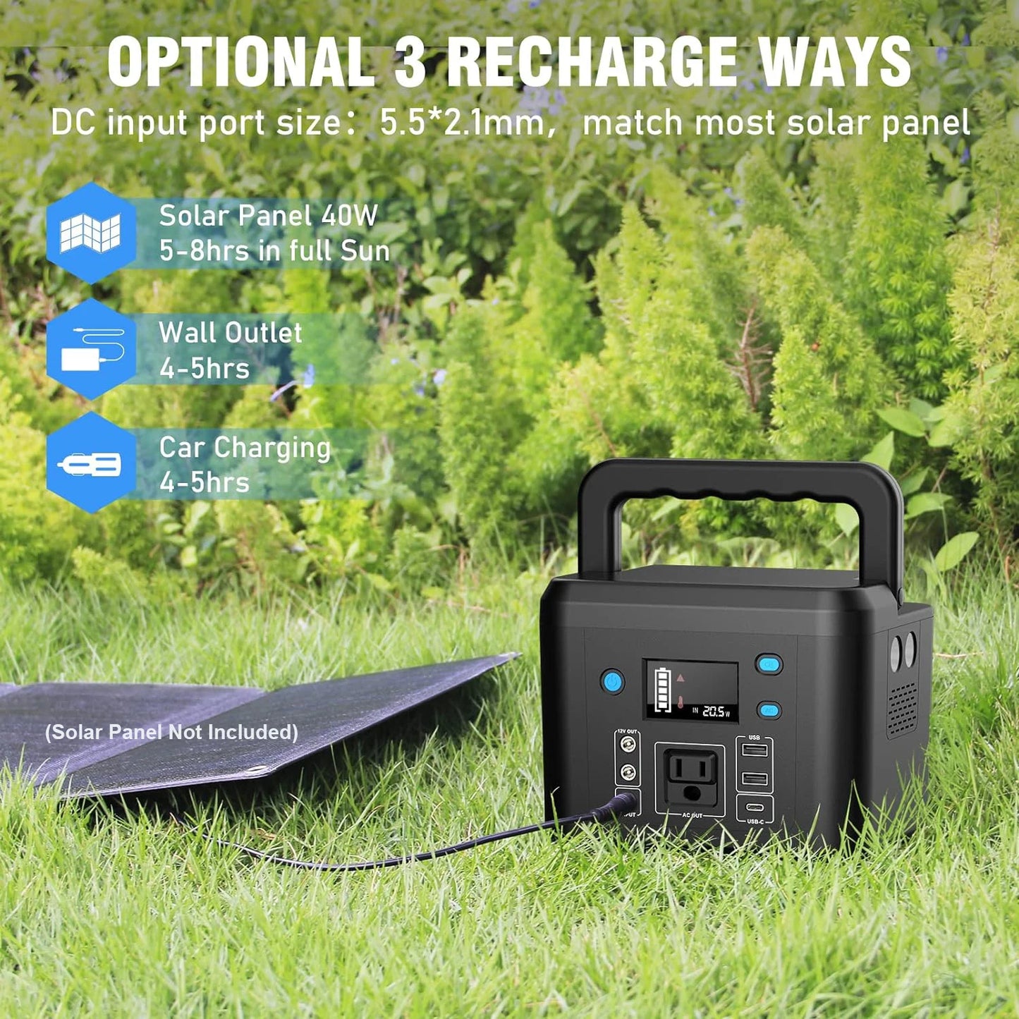 Portable Power Station 200W 120Wh/33000mAh Backup Lithium Battery, 110V AC Outlets DC USB Output Power Bank for Outdoors Camping