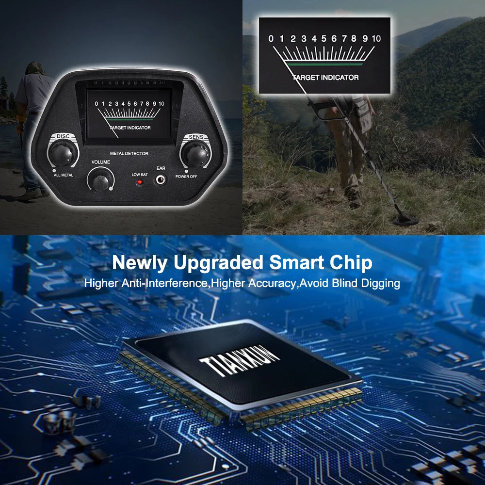 Metal Detector for Adults & Kids, Lightweight Metal Detector Waterproof Adjustable 30" to 42" Gold Detector for Backyard Search