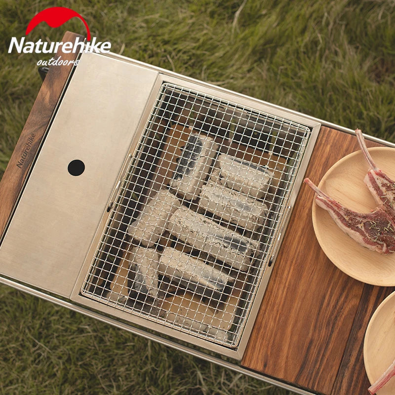 Naturehike Outdoor IGT Stove Portable Folding Stainless Steel Embedded BBQ Picnic Charcoal Grill Oven Tool Camping Accessories