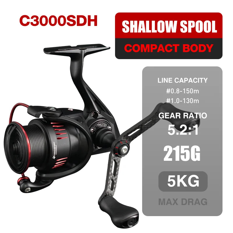 Spining Reel P-Series Ultralight Carbon Fiber Washers 8+1BB Max Drag 9Kg Freshwater Saltwater Fishing Coil