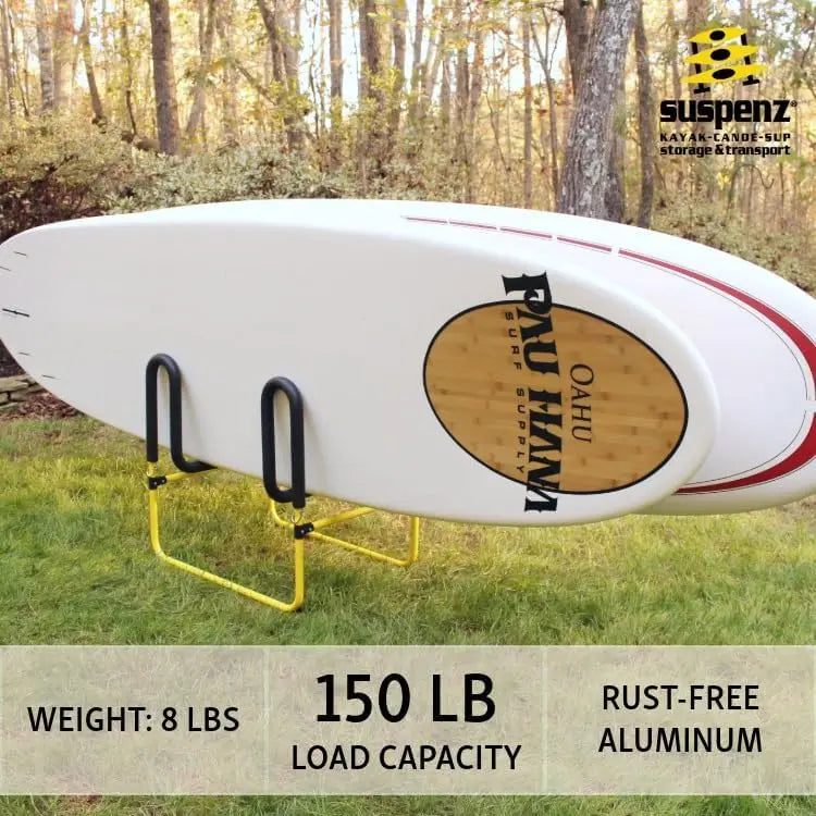Double SUP Stand, Holds 2 Paddle Boards or Surfboards, Yellow