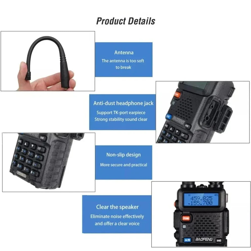 2pcs  UV-5R 5W 8W High Power Dual Band Two Way Radio Long Range Handheld Portable Walkies Talkies For Hunting