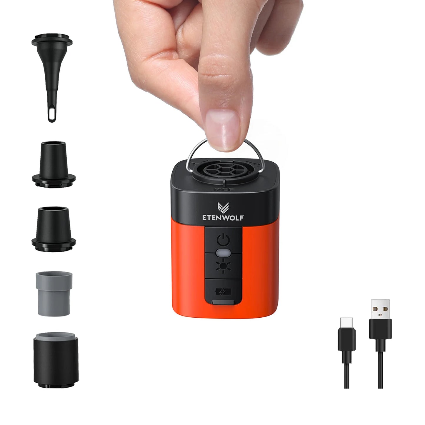 Electric Air Pump 2600mAh Battery & Light Portable Camping Pump for Air Mattress Sleeping Pads Pool Floats