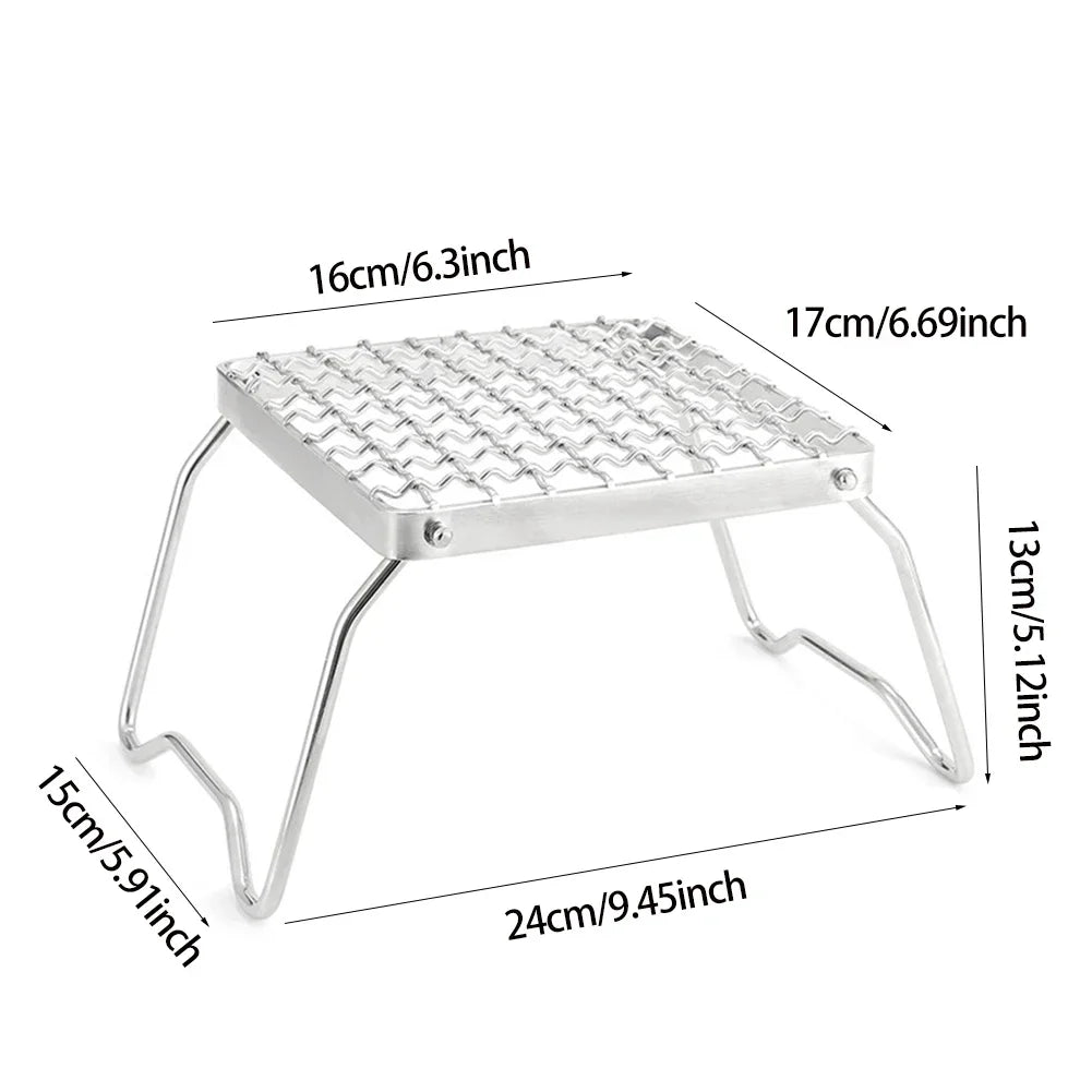 Multifunction Folding Campfire Grill Stand Tourism Portable Camping Grill Grate Outdoor Cookware BBQ Rack Gas Stove Bracket