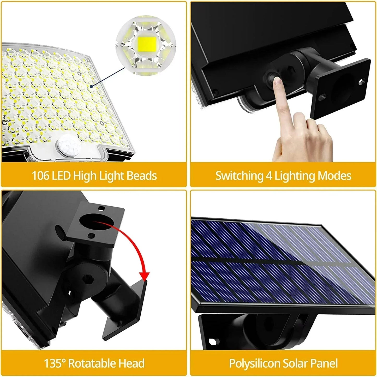 IP65 Waterproof Solar Outdoor Light-LED Motion Sensor Light with Remote Control Waterproof Security Flood Light for Garage Porch