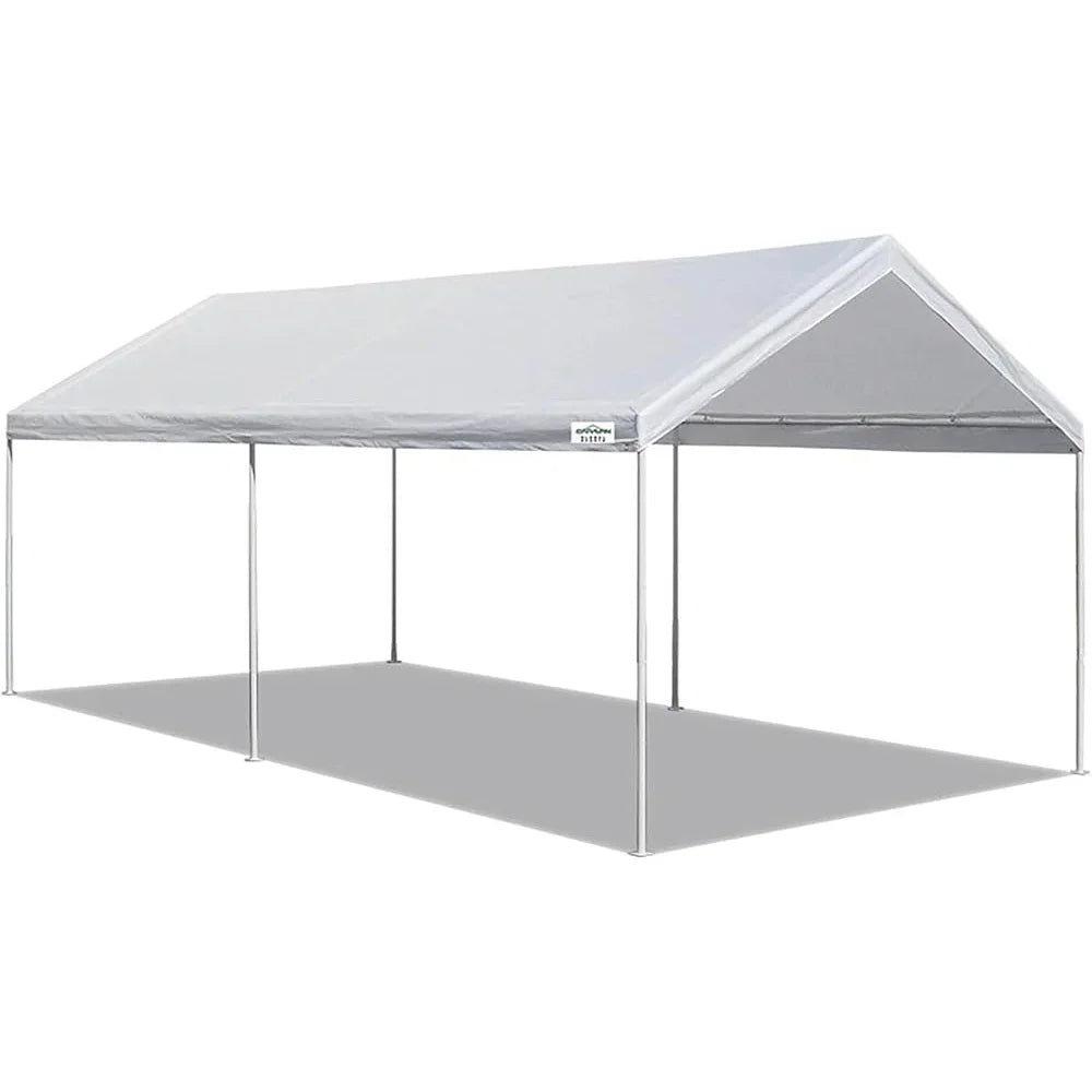 Heavy Duty Pop Up Canopy Carport Steel Frame Outdoor Shade Shelter with 6 Stakes Events Camping Backyard Activities
