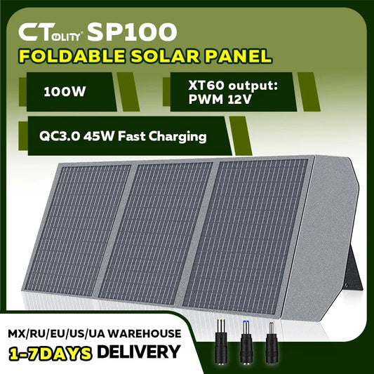 CTOLITY SP100 100W Portable Solar Panel 20.5V Foldable Solar Charger Flexible Solar Generator Power Station Camping Hiking