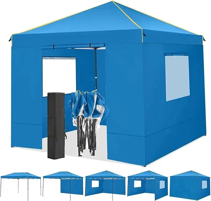 10x10 Pop Up Canopy Gazebo with Mesh Windows 2.0, Easy up Canopy Tent 10x10, Portable Waterproof Outdoor Canopie with 4 Removab
