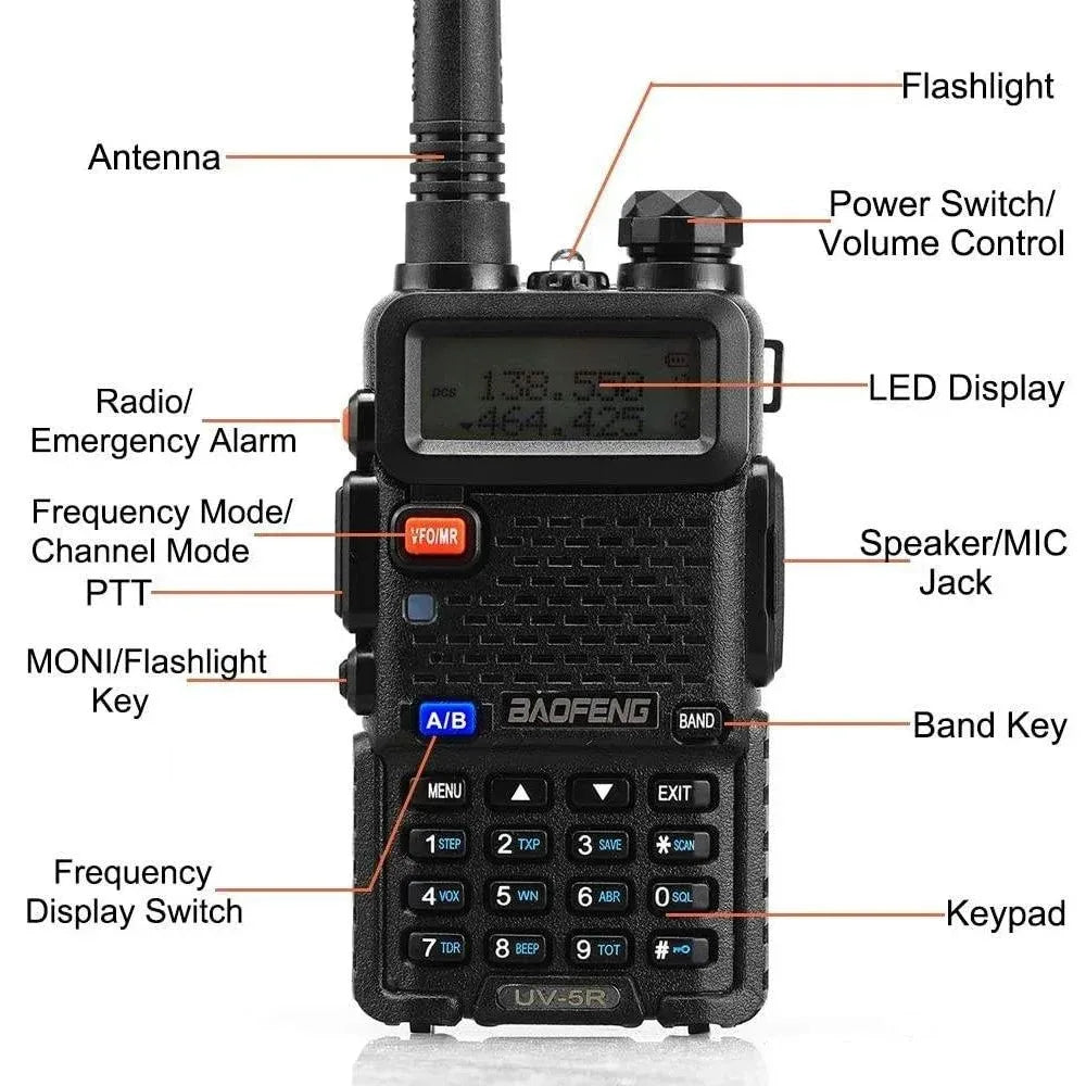 2pcs  UV-5R 5W 8W High Power Dual Band Two Way Radio Long Range Handheld Portable Walkies Talkies For Hunting