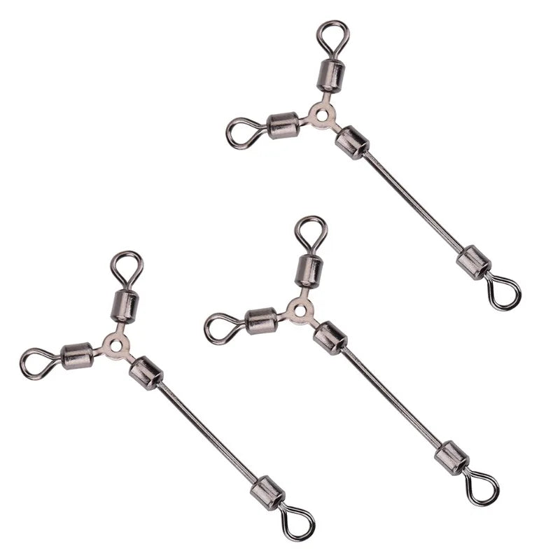 15Pcs Durable Y Shape 3 Way Rolling Swivels Fishing Hook Lure Connectors Tackle Accessory(4#)