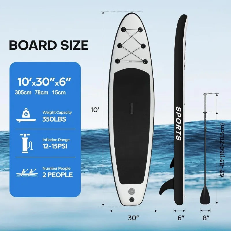Inflatable Stand Up Paddle Board Ultra-Light 10' × 30" × 6" with Premium SUP Board Accessories Kit Adjustable Paddle Hand