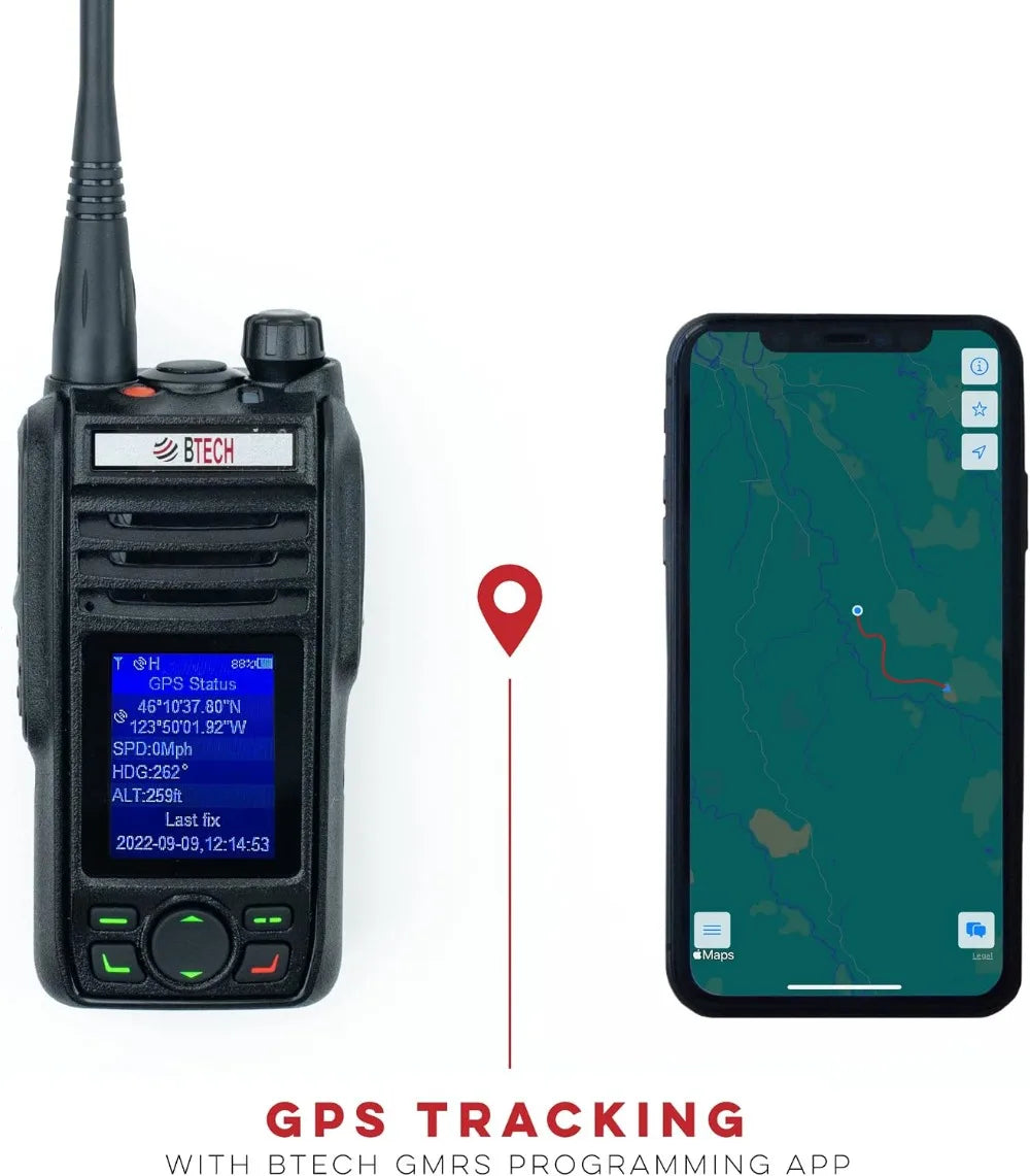 GMRS-PRO 5W Long-Range Two-Way Radio – IP67 Waterproof, Bluetooth VOX, GPS, NOAA, Compass, Dual-Band Scanner, Off-Grid Location Sharing