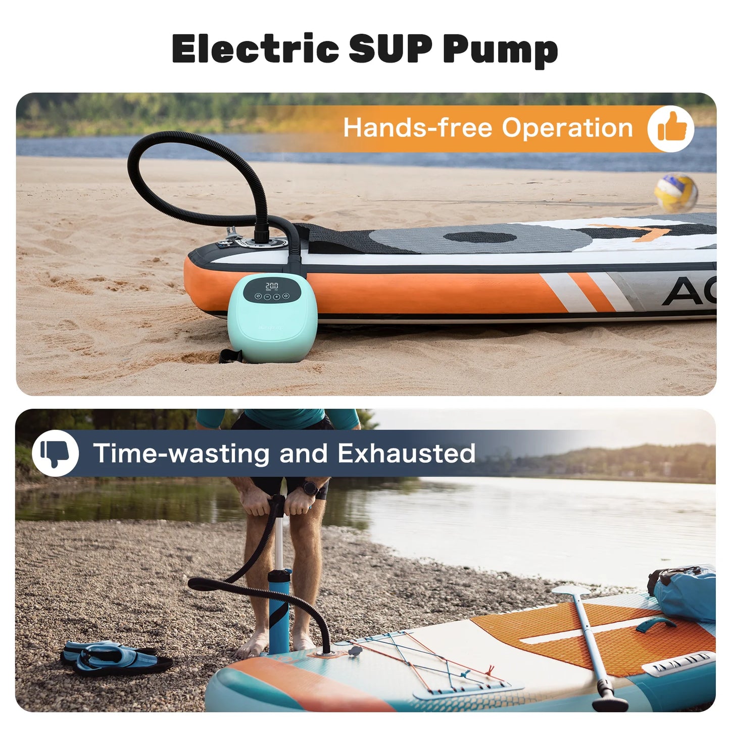 Electric 20PSI SUP Pump 38.48Wh Battery Paddle Board Inflation Deflation for Kayak Boat Surfing Board Stand Up Paddle