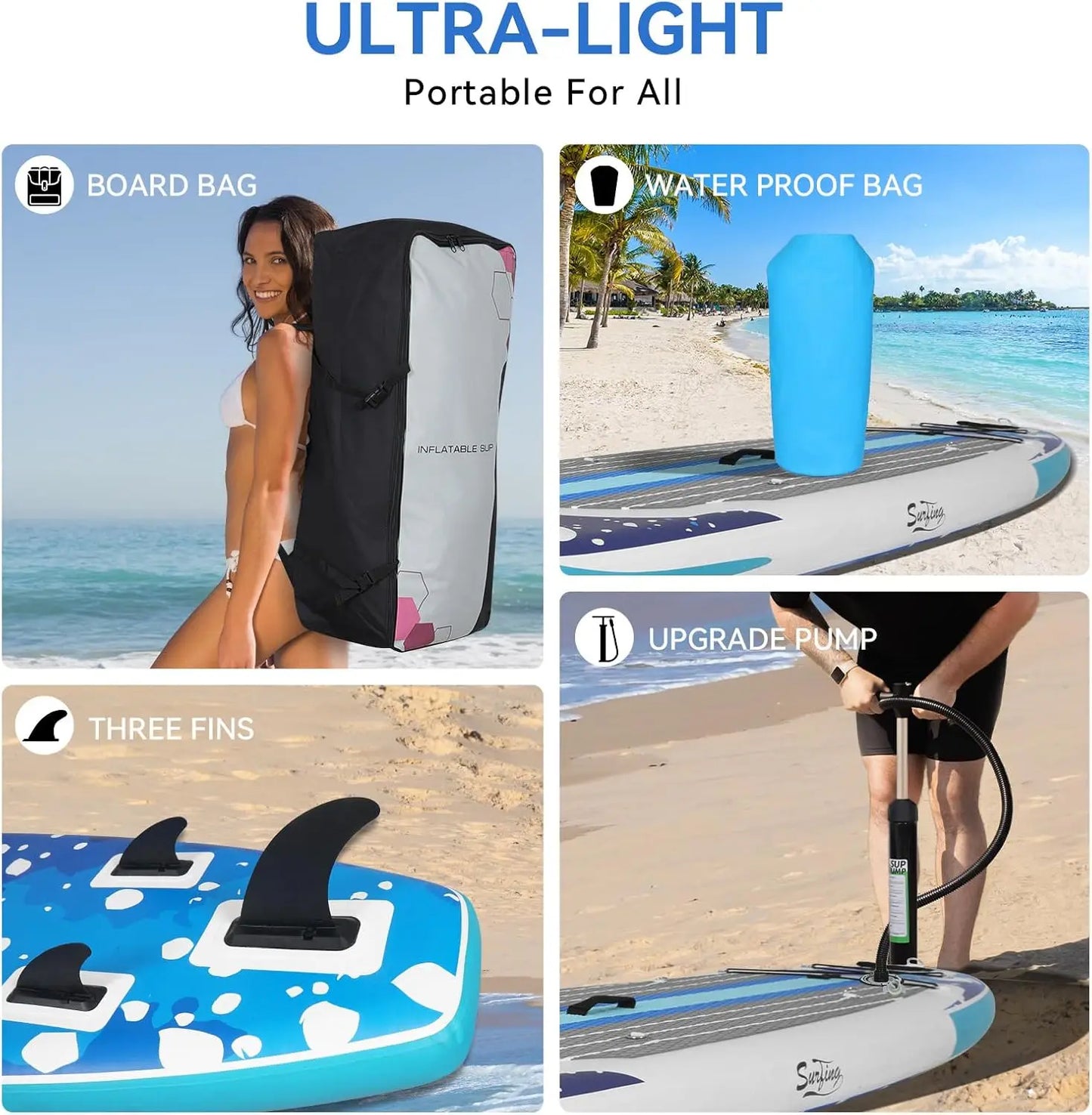 Inflatable Stand Up Paddle Board with Kayak Seat, Non-Slip Deck SUP Paddle Board with Premium Kayak, Portable Standing Boat