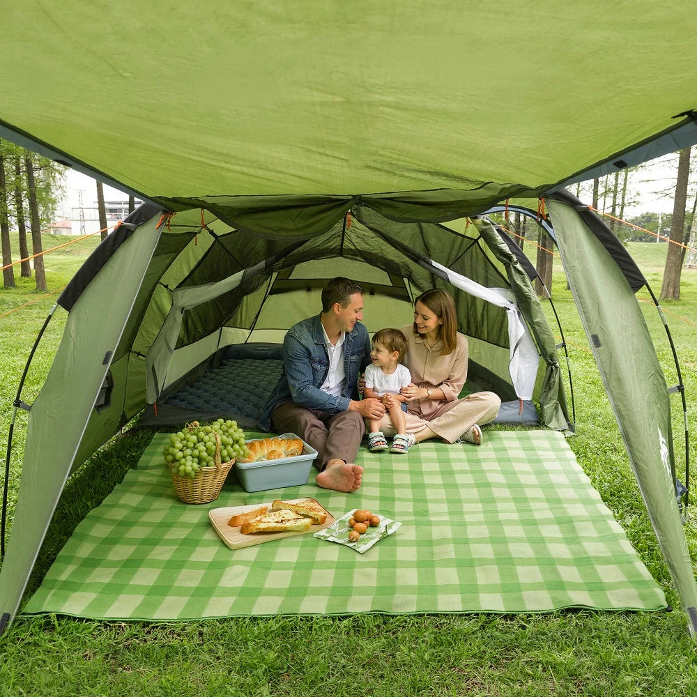 Night Cat 4 Person Tent with Porch: Portable Family Camping Tent Waterproof Tunnel Tents for Camping Outdoor Adventure
