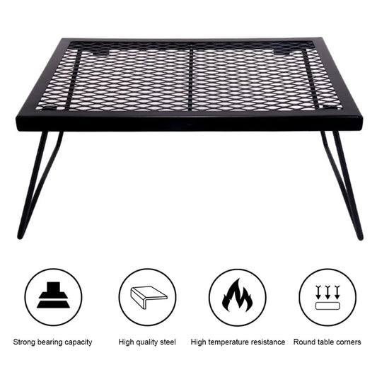 Campfire Grill Grate Folding Over Fire Camp Grill Camp Fire Cooking Rack for Camping Barbecues Picnic