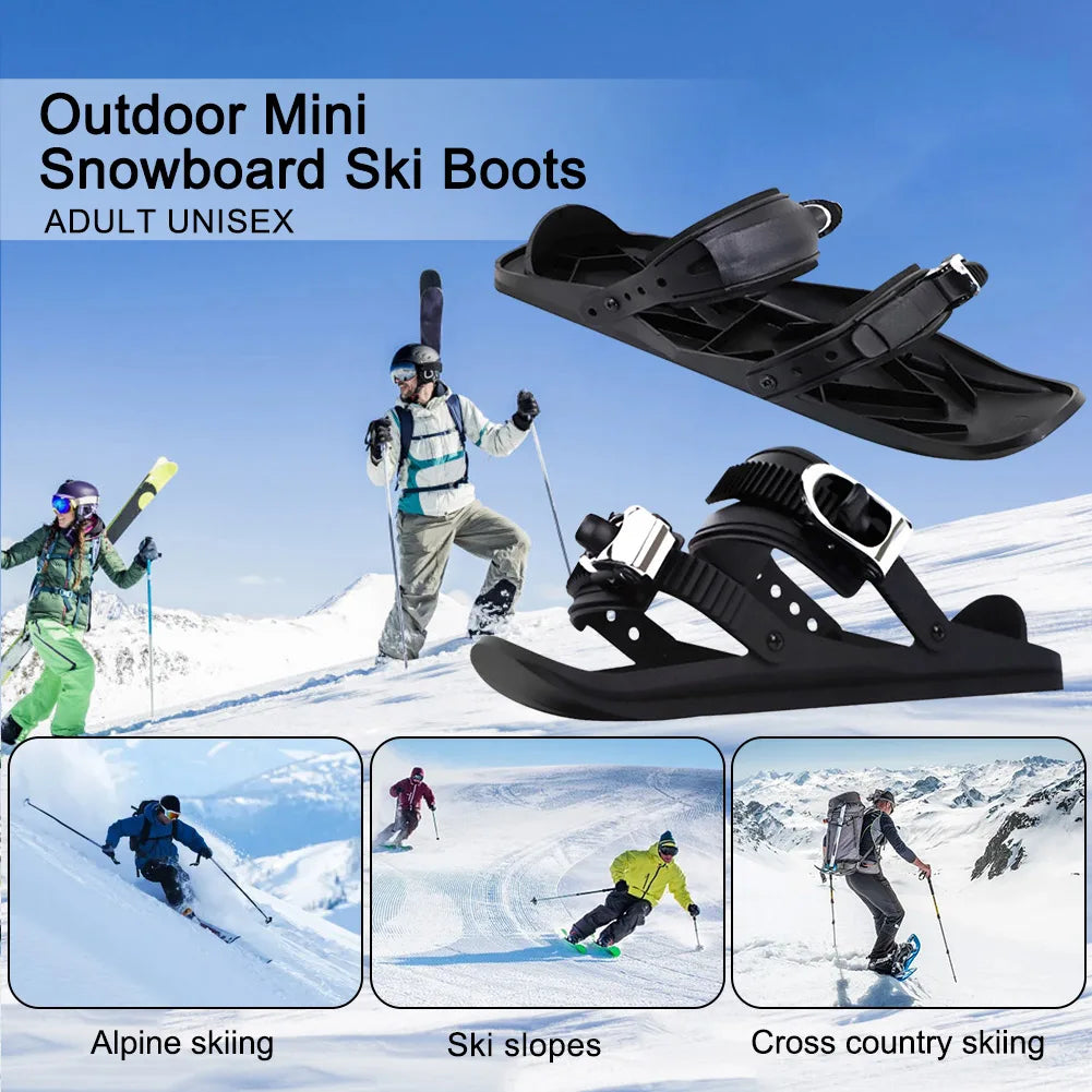Mini Short Ski Skates Short Mini Skating Ski Shoes Portable Adjustable Boot Skiboard Snowblades for Winter Outdoor Snow Sports