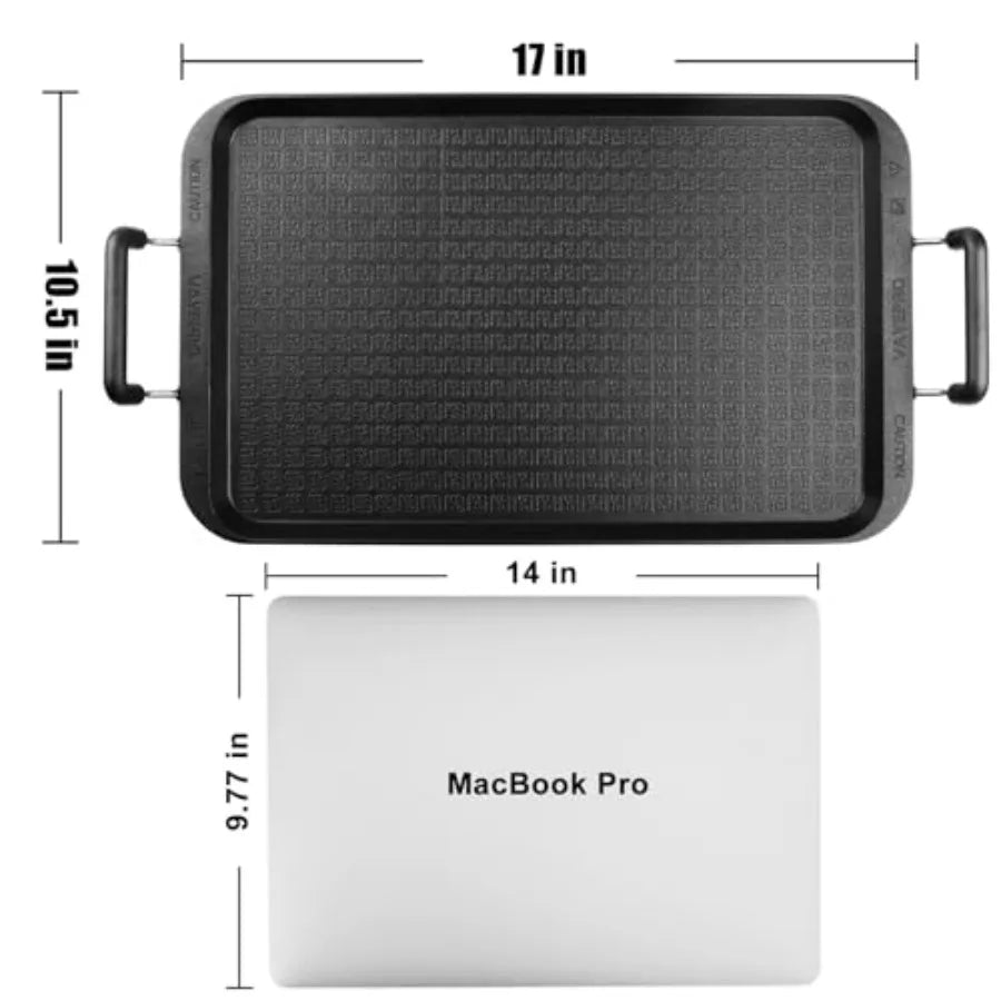Stove Top Flat Griddle 2 Burner Griddle Pan for Stove Top Grill Alumum Pancake pan Non-Stick Charcoal Grill For Outdoor/Campg