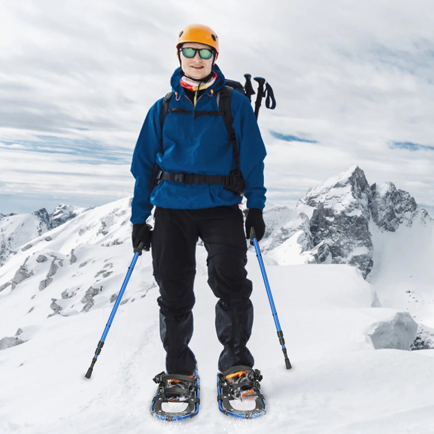 25 Aluminum Lightweight Snow Shoes With Trekking Poles Carrying Bag Anti-Slip Durable For Winter Outdoor Hiking Camping Adults