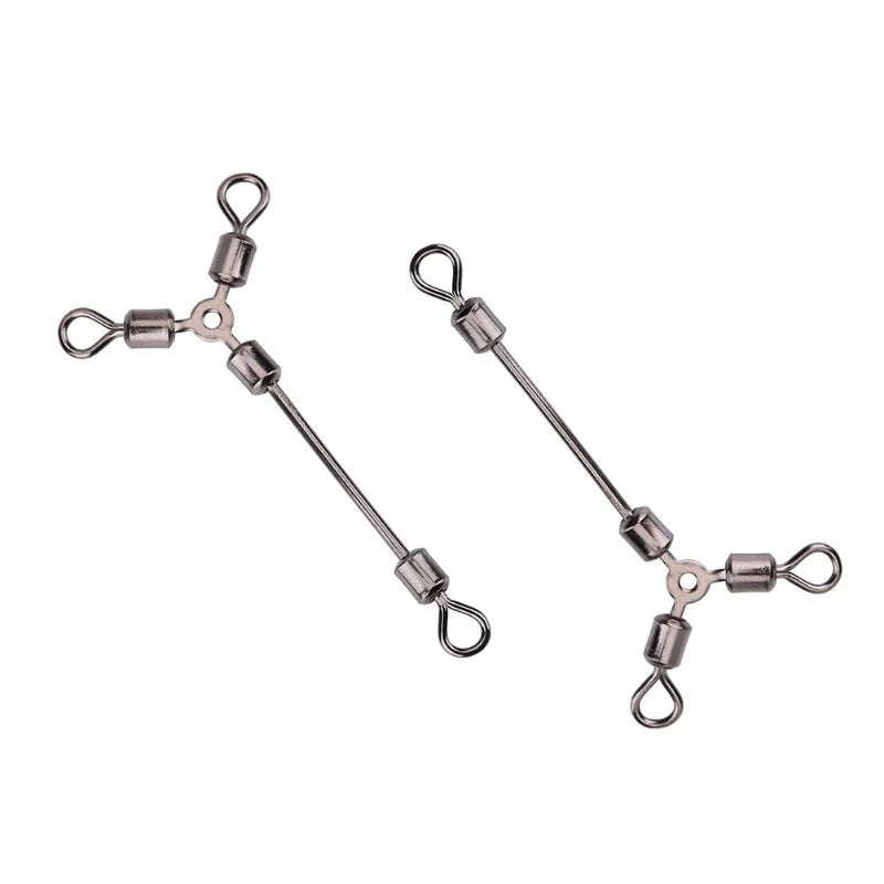 15Pcs Durable Y Shape 3 Way Rolling Swivels Fishing Hook Lure Connectors Tackle Accessory(4#)