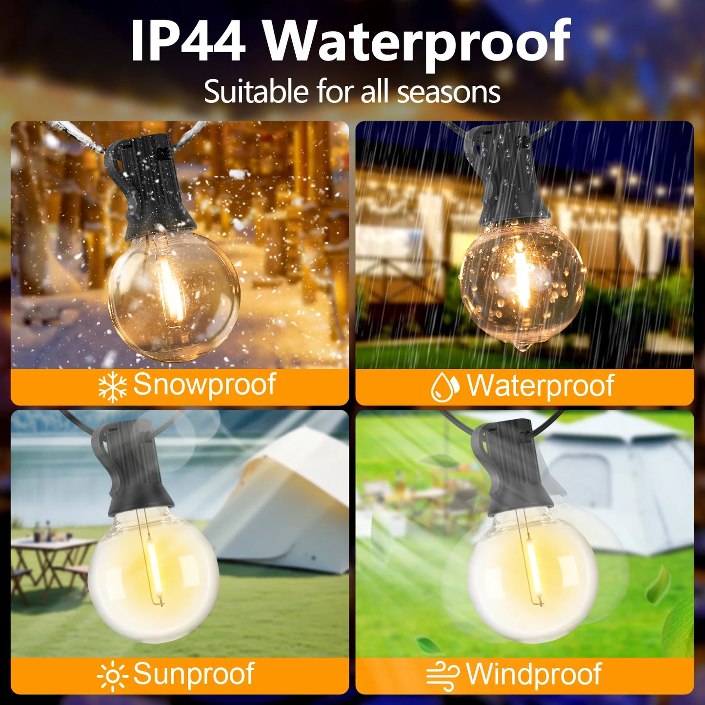 Led G40 Solar Globe Led String Lights Outdoor Waterproof Shatterproof Solar Hanging Lights for Backyard Bistro Decoration Light