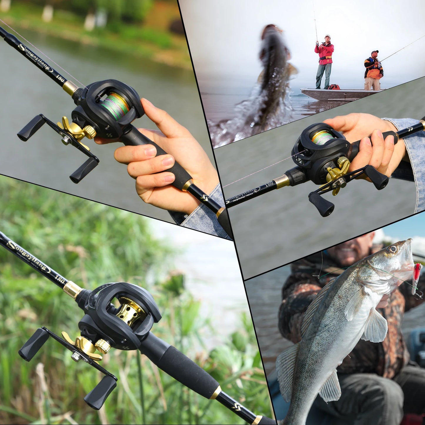 1.8-2.4m Casting Fishing Combo Telescopic Fishing Rod and 7.2:1 High Speed Fishing Reel with Freshwater