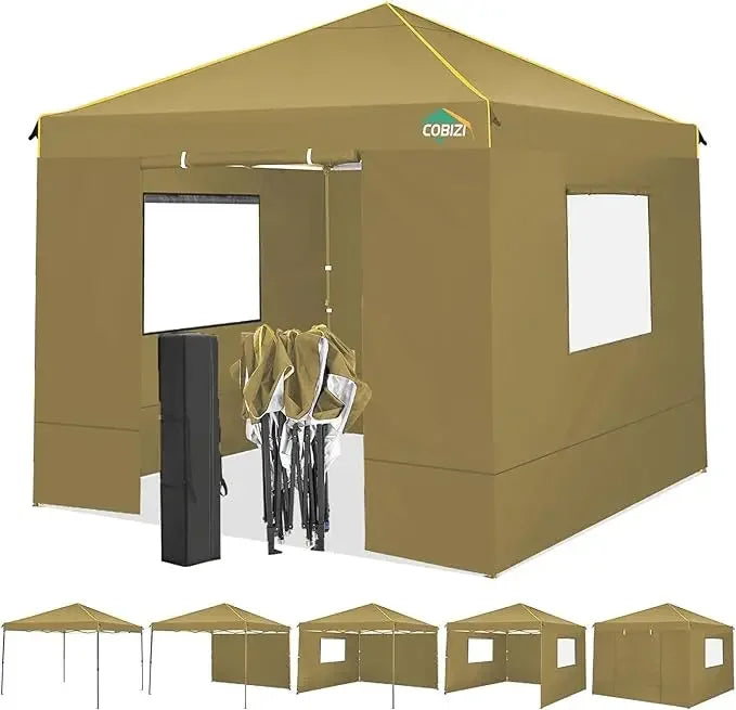 10x10 Pop Up Canopy Gazebo with Mesh Windows 2.0, Easy up Canopy Tent 10x10, Portable Waterproof Outdoor Canopie with 4 Removab