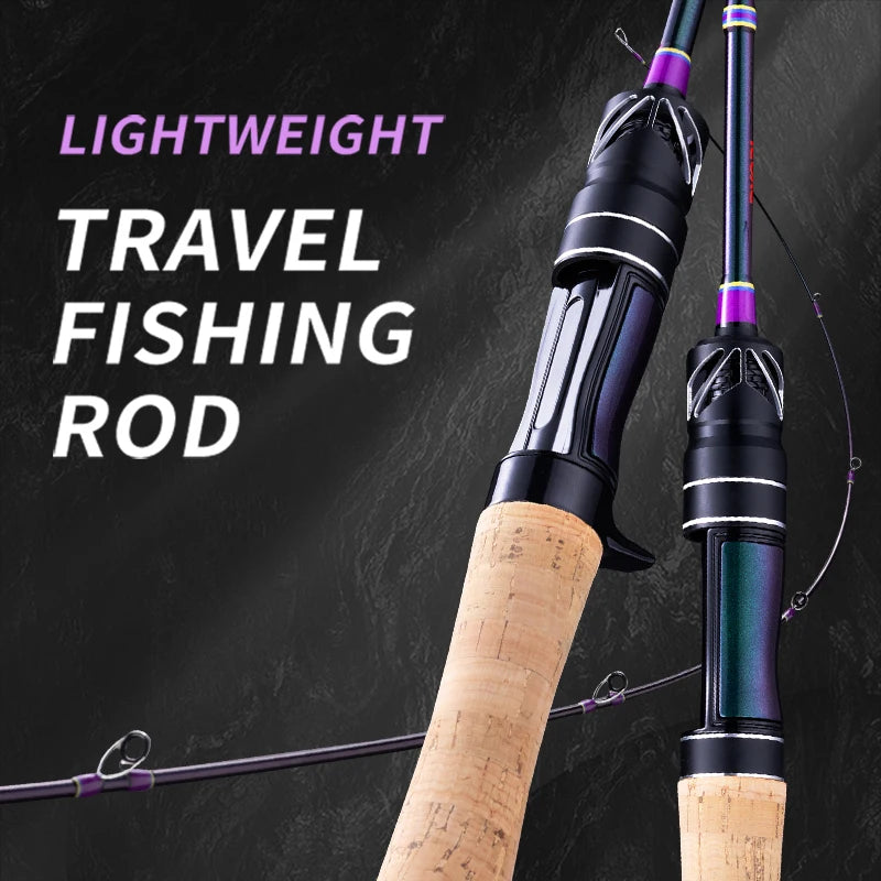 Ultralight Fishing Rod 6'/5'6" Spinning Casting 2 Pieces Stream Lightweight Travel Bait Rods 24T High Carbon Fiber Stainle