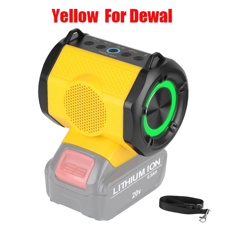 30W Cordless Speaker Bluetooth Player Loudspeaker Amplifier for Dewalt 18V 20V Li-ion Battery Jobsites, Home and Party