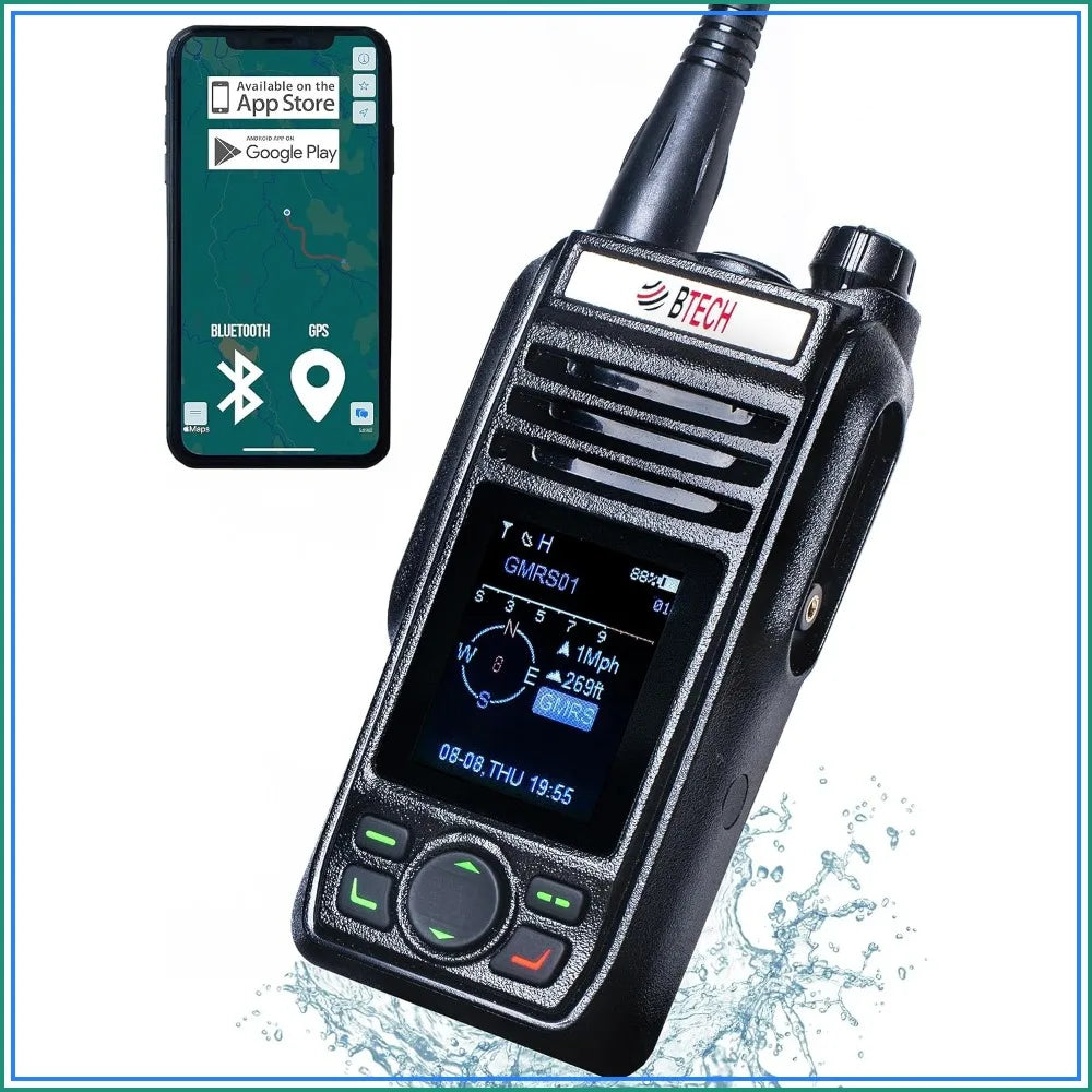 GMRS-PRO 5W Long-Range Two-Way Radio – IP67 Waterproof, Bluetooth VOX, GPS, NOAA, Compass, Dual-Band Scanner, Off-Grid Location Sharing