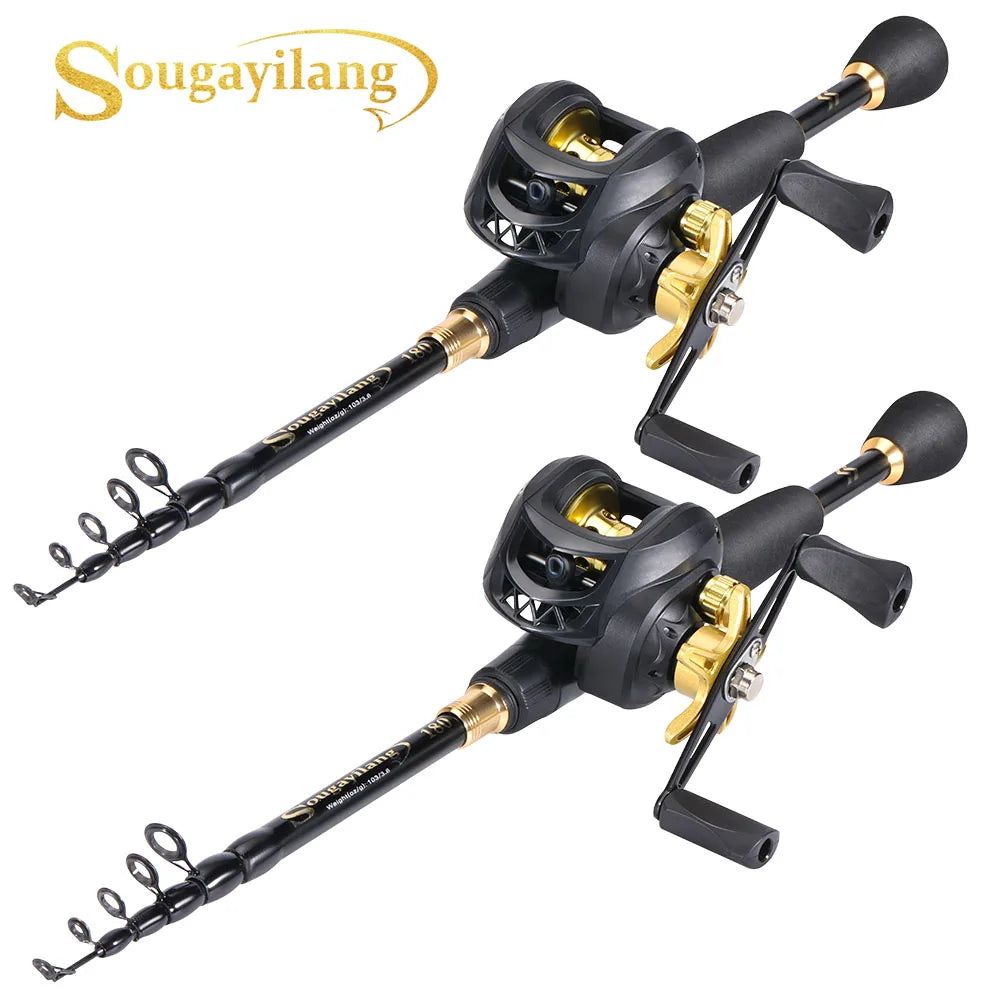 1.8-2.4m Casting Fishing Combo Telescopic Fishing Rod and 7.2:1 High Speed Fishing Reel with Freshwater
