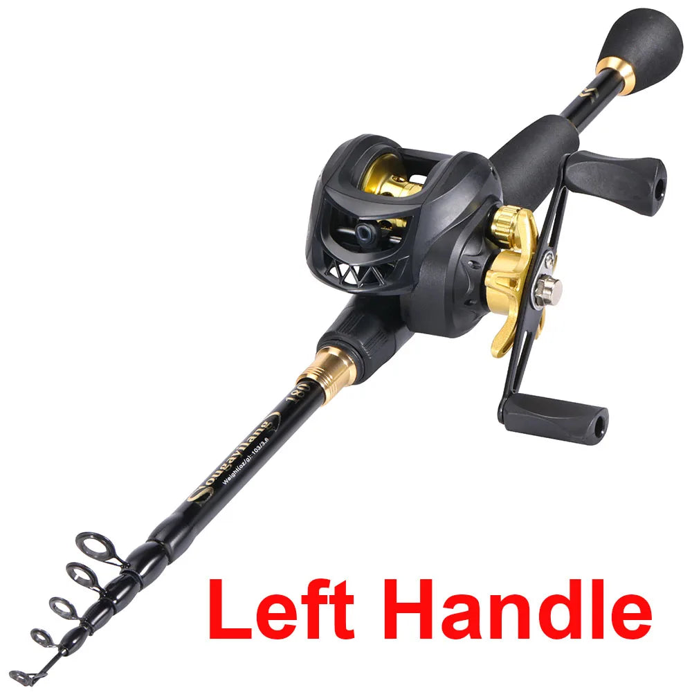 1.8-2.4m Casting Fishing Combo Telescopic Fishing Rod and 7.2:1 High Speed Fishing Reel with Freshwater