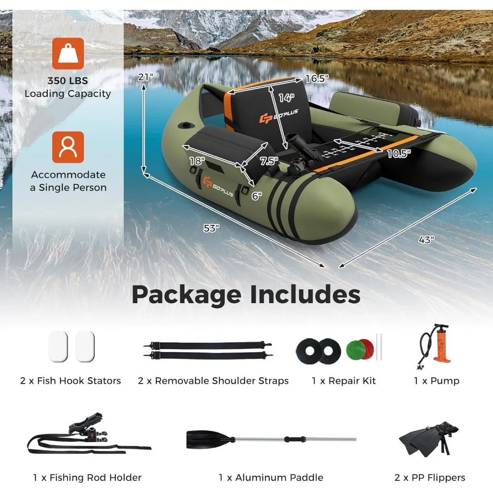 Garden Furniture Inflatable Float Tube,  Pump,Storage Bag,Adjustable Straps, for Angling, 350LBS Load Capacity