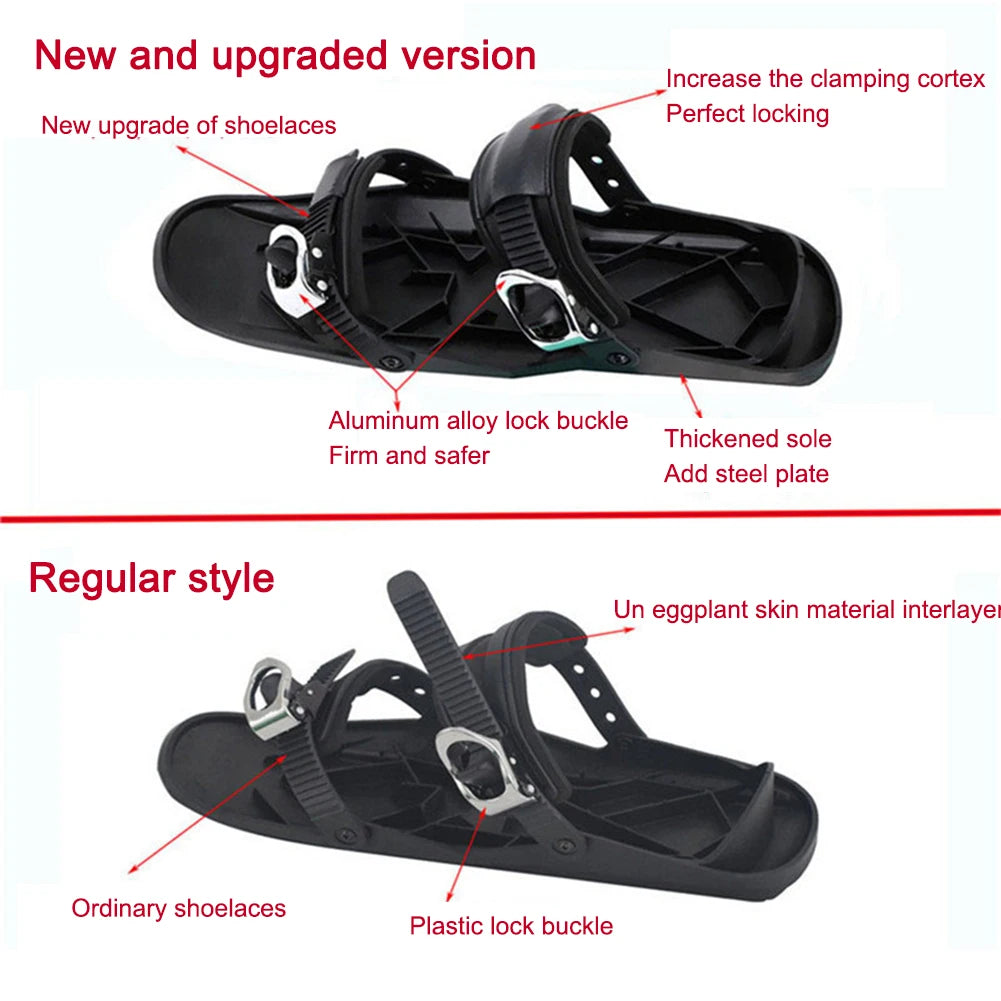 Mini Short Ski Skates Short Mini Skating Ski Shoes Portable Short Snow Skateboard for Winter Outdoor Sports