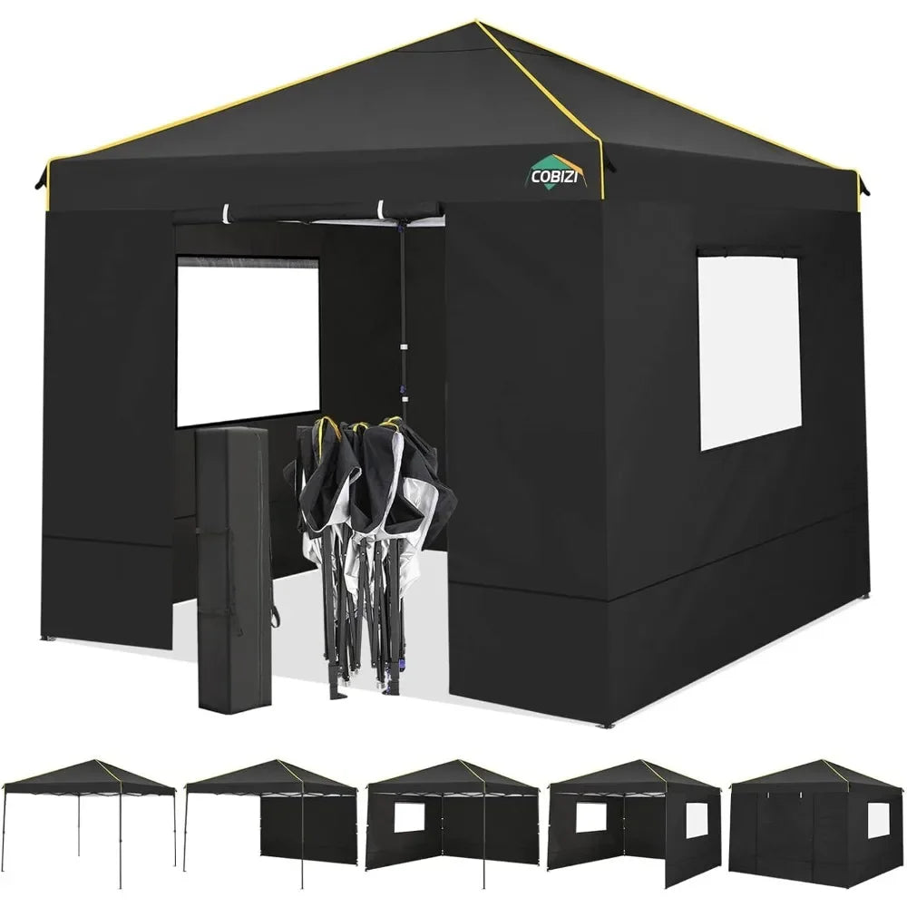 10x10 Pop Up Canopy Gazebo with Mesh Windows 2.0, Easy up Canopy Tent 10x10, Portable Waterproof Outdoor Canopie with 4 Removab