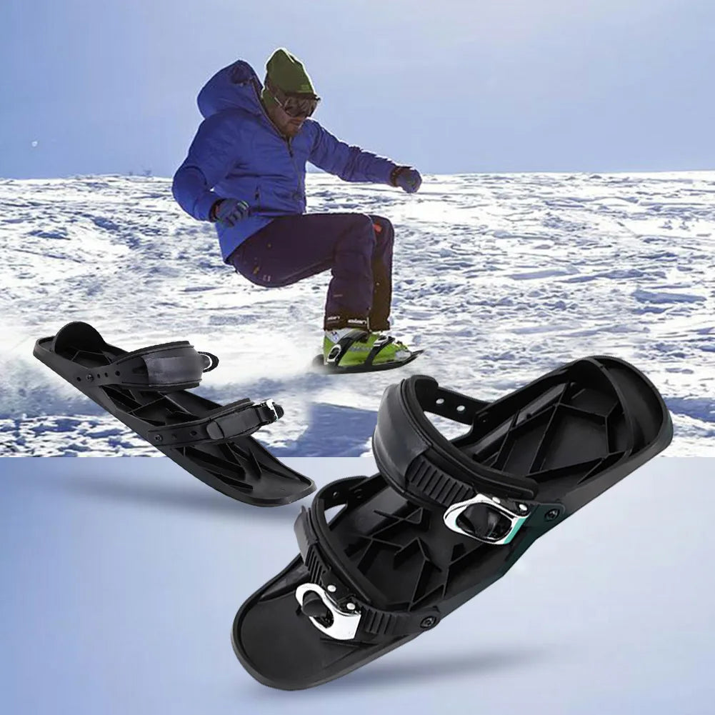 Mini Short Ski Skates Short Mini Skating Ski Shoes Portable Short Snow Skateboard for Winter Outdoor Sports