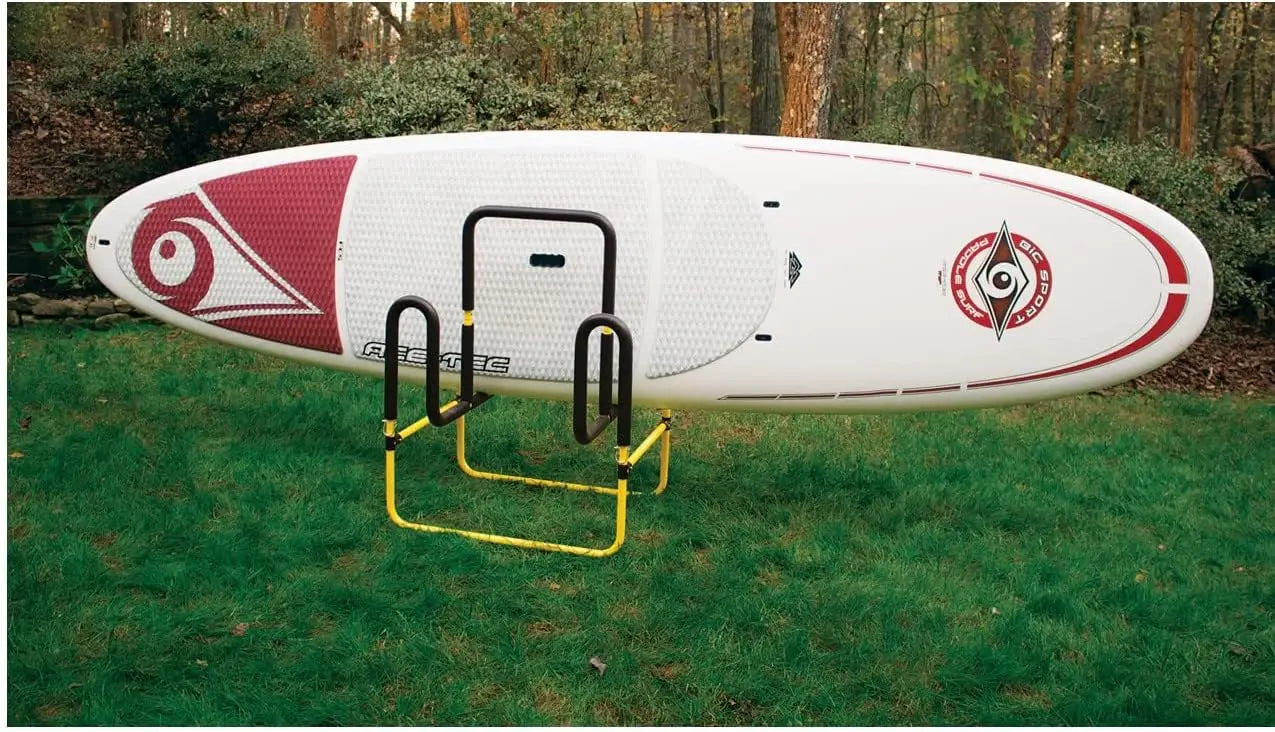 Double SUP Stand, Holds 2 Paddle Boards or Surfboards, Yellow