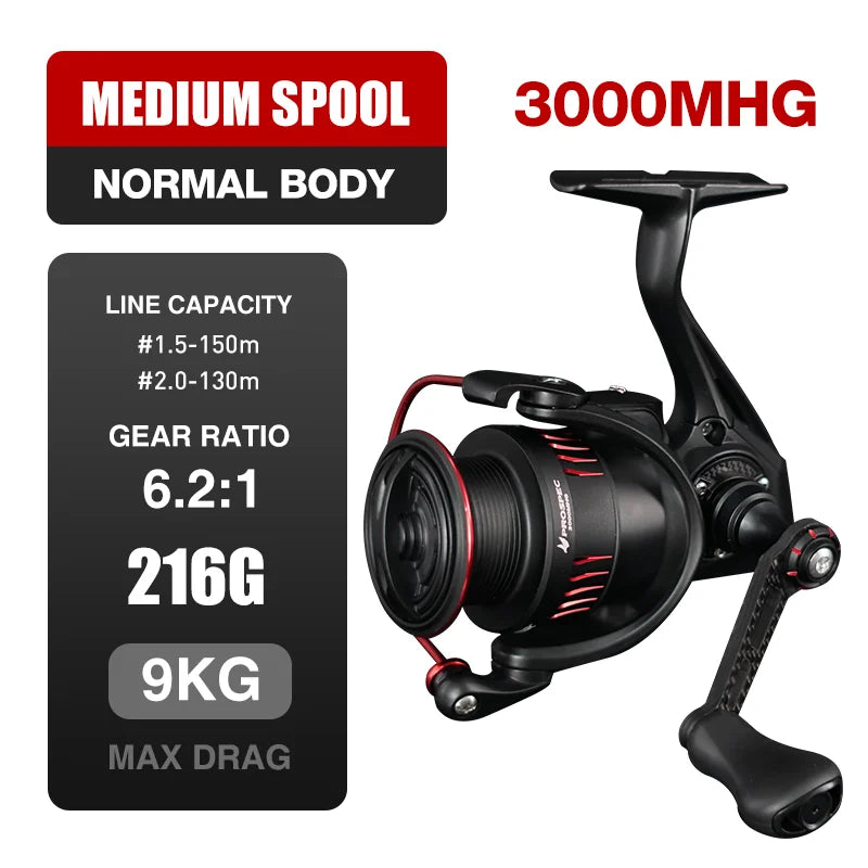 Spining Reel P-Series Ultralight Carbon Fiber Washers 8+1BB Max Drag 9Kg Freshwater Saltwater Fishing Coil