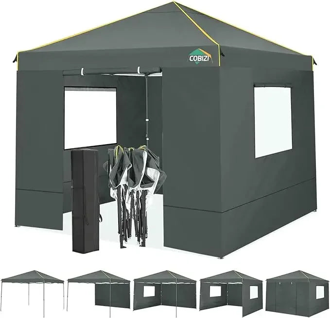 10x10 Pop Up Canopy Gazebo with Mesh Windows 2.0, Easy up Canopy Tent 10x10, Portable Waterproof Outdoor Canopie with 4 Removab