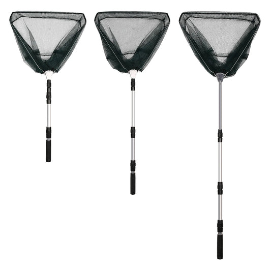 130CM Aluminum Alloy Fishing Net Telescoping Foldable Landing Net Retractable Pole for Carp Fishing Tackle Catching Releasing